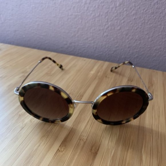 Miu Miu Brown Tortoise Round-frame Acetate Sunglasses main image 11